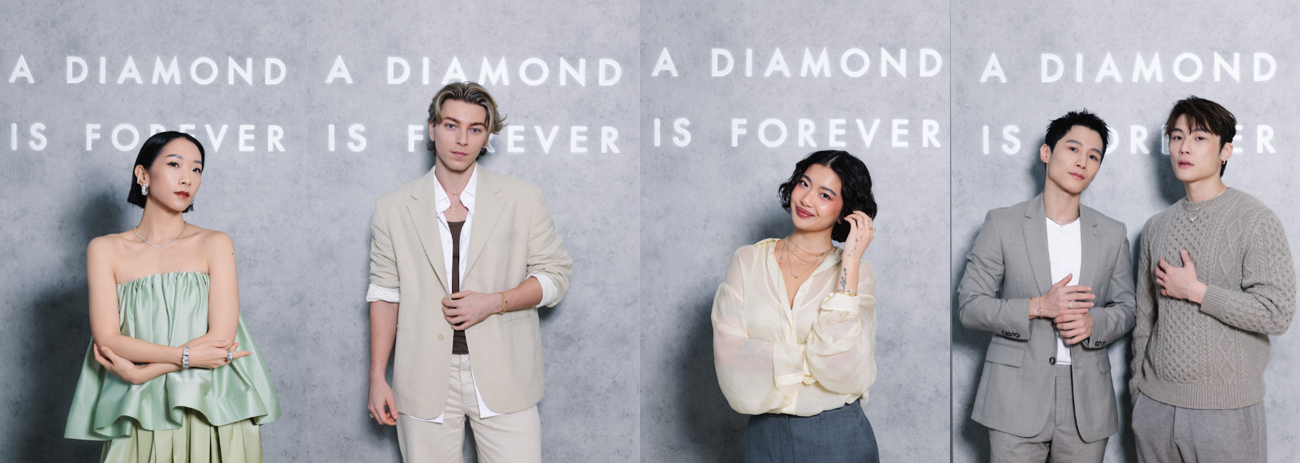Left to Right: Fashion stylist Veronica Li, famous influencer Ansheles, international fashion blogger Steph Hui, actor Bruce Tong and actor and singer Chris Tong attend the natural diamond workshop to experience the extraordinary charm of natural diamonds