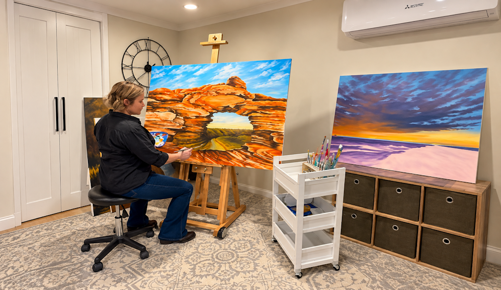 Cozy Home Art Studio Painting Session